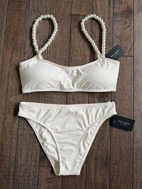 NWT Kate Spade Pearl Strap Bikini Set - String Of Pearls (Top and Bottoms) - S